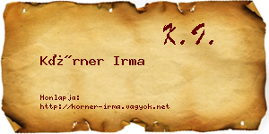 Körner Irma névjegykártya