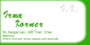irma korner business card